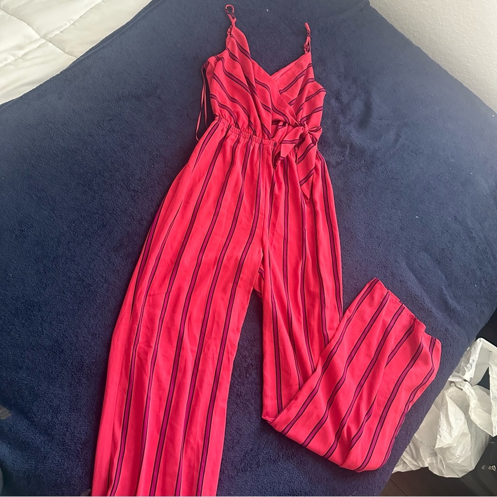 Express Vibrant Pink and purple Striped Jumpsuit